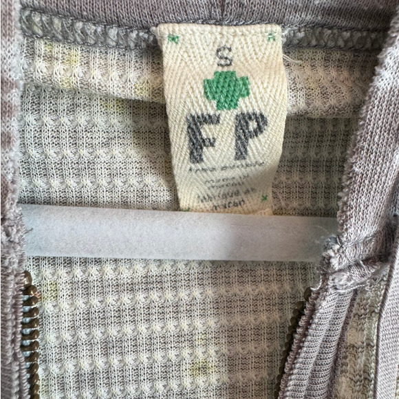 Free People Floral Print Waffle Thermal Zip Front Hoodie - Picture 12 of 12